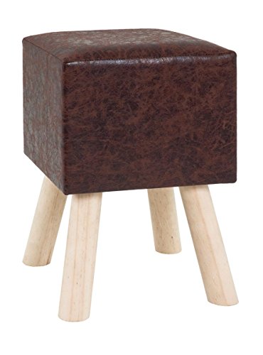 HAKU Möbel Hocker Dunkelbraun, Massivholz, PU - Maße: B 30 cm x H 45 cm x T 30 cm, Style: Industrial von HAKU Möbel