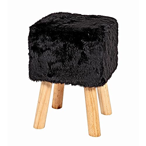 HAKU Möbel Hocker schwarz, Massivholz, Textilgewebe - Maße: B 30 cm x H 45 cm x T 30 cm, Style: Glam von HAKU Möbel