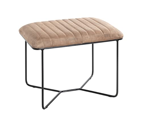 HAKU Möbel Hocker braun, schwarz, Echt Leder, Metall - Maße: B 60 cm x H 48 cm x T 38 cm, Style: Industrial von HAKU Möbel