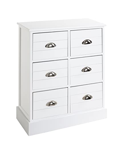 HAKU Möbel Kommode weiß, Massivholz, MDF - Maße: B 60 cm x H 75 cm x T 30 cm, Style: Coastal Furniture von HAKU Möbel