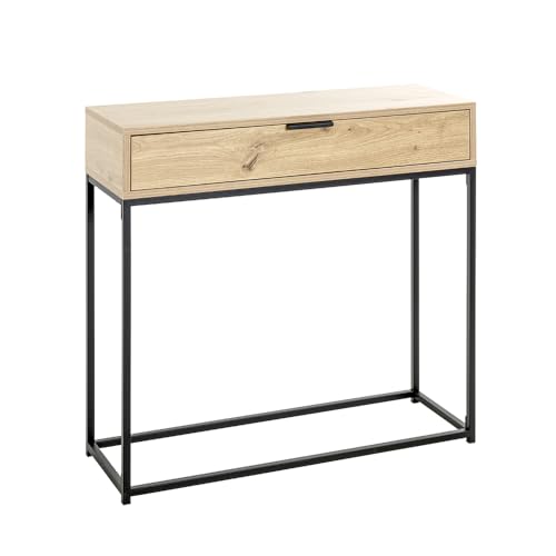 HAKU Möbel Konsole Eiche, schwarz, Metall, Spanplatte - Maße: B 80 cm x H 77 cm x T 28 cm, Style: Modern von HAKU Möbel