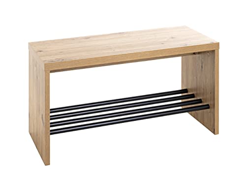 HAKU Möbel Schuhbank Eiche, schwarz, MDF, Metall - Maße: B 70 cm x H 40 cm x T 30 cm, Style: Modern von HAKU Möbel
