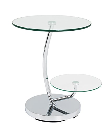 HAKU Möbel Beistelltisch Chrom, Metall, Sicherheitsglas - Maße: H 55 cm x Ø 52 cm, Style: Modern von HAKU Möbel