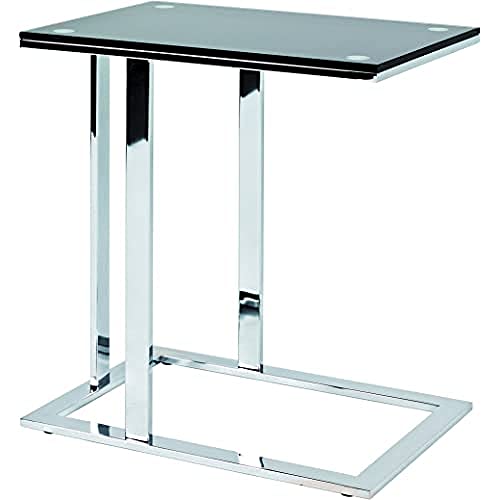 HAKU Möbel Beistelltisch Chrom, schwarz, Metall, Sicherheitsglas 10 mm - Maße: B 54 cm x H 58 cm x T 37 cm, Style: Modern von HAKU Möbel