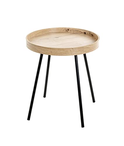 HAKU Möbel Beistelltisch, Eiche hell, schwarz, MDF, Metall - Maße: H 45 x Ø 40 cm, Style: Modern HAKU Möbel Beistelltisch, Eiche hell, schwarz, MDF, Metall - Maße: H 45 x Ø 40 cm, Style: Modern von HAKU Möbel