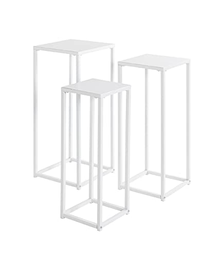 HAKU Möbel Blumensäule 3er Set weiß, Metall - Maße: B 22/26/30 cm x H 61/66/71 cm x T 22/26/30 cm, Style: Modern von HAKU Möbel