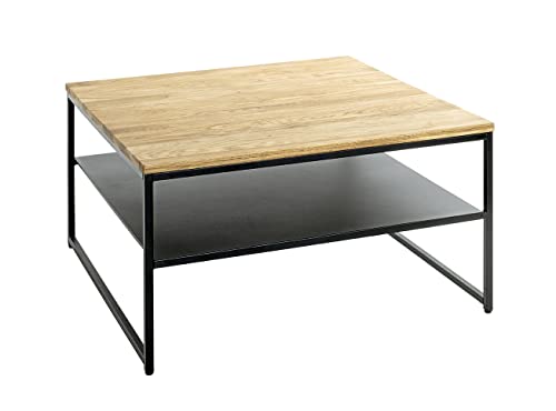 HAKU Möbel Couchtisch Eiche, schwarz, Massivholz, Metall - Maße: B 70 cm x H 40 cm x T 70 cm, Style: Modern von HAKU Möbel