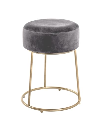 HAKU Möbel Hocker anthrazit, Gold, MDF, Metall, Textilgewebe - Maße: H 46 cm x Ø 30 cm, Style: Art Deco von HAKU Möbel