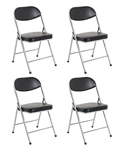 HAKU Möbel Klappstuhl 4er Set, Rücken gepolstert, alu, schwarz, B 47 x T 53 x H 79 cm von HAKU Möbel