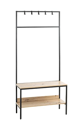 HAKU Möbel Garderobenständer, MDF, eiche, schwarz, B 80 x T 35 x H 180 cm von Haku Moebel