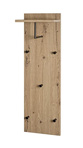 HAKU Möbel Wandgarderobe, MDF, eiche, schwarz, B 30 x T 20 x H 100 cm von HAKU Möbel