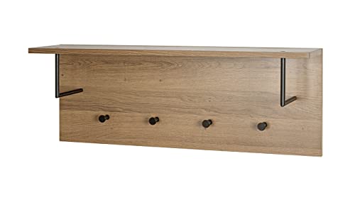 HAKU Möbel Wandgarderobe, MDF, eiche, schwarz, B 80 x T 20 x H 30 cm von HAKU Möbel