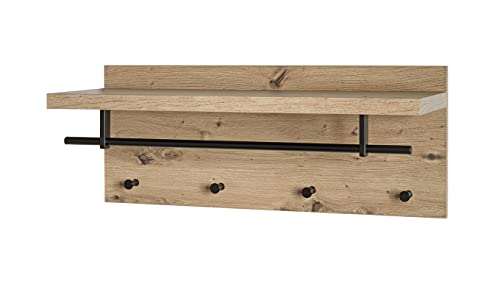 HAKU Möbel Wandgarderobe, MDF, eiche, schwarz, B 75 x T 26 x H 30 cm von HAKU Möbel