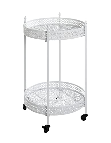 HAKU Möbel Servierwagen weiß, Metall - Maße: H 74 cm x Ø 45 cm, Style: Coastal Furniture von HAKU Möbel