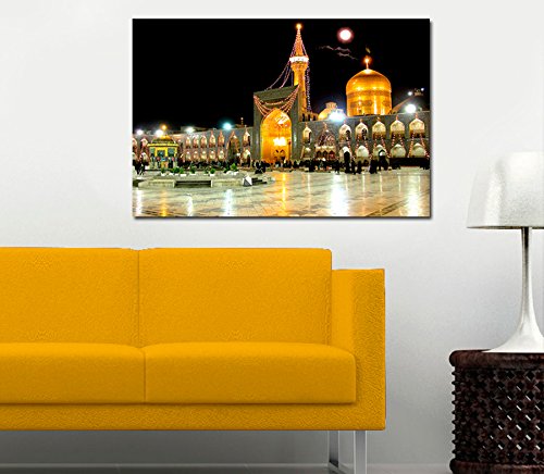 Imam Ridha Mashhad bei Nacht Iran Moschee Schia Shia Islamische Leinwand Fotoleinwand Islambild Imam Ali Hassan Husein Fatima Karbalah najaf (40 x 30 cm) von Halal-Wear