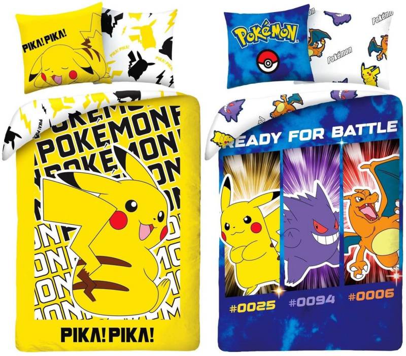 Halantex Bettwäsche Pokemon Pikachu - 2 x Fan-Bettwäsche-Set, 135x200 & 80x80, Baumwolle, 100% Baumwolle von Halantex