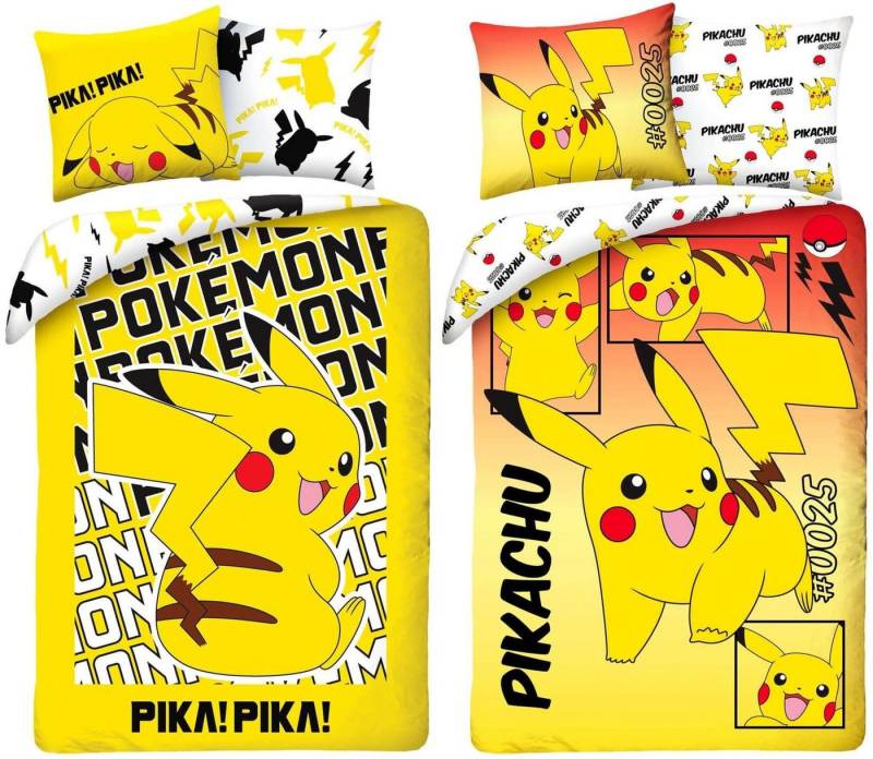 Halantex Bettwäsche Pokemon Pikachu - 2 x Wende-Bettwäsche-Set für Fans, 135x200 & 80x80, Baumwolle, 100% Baumwolle von Halantex