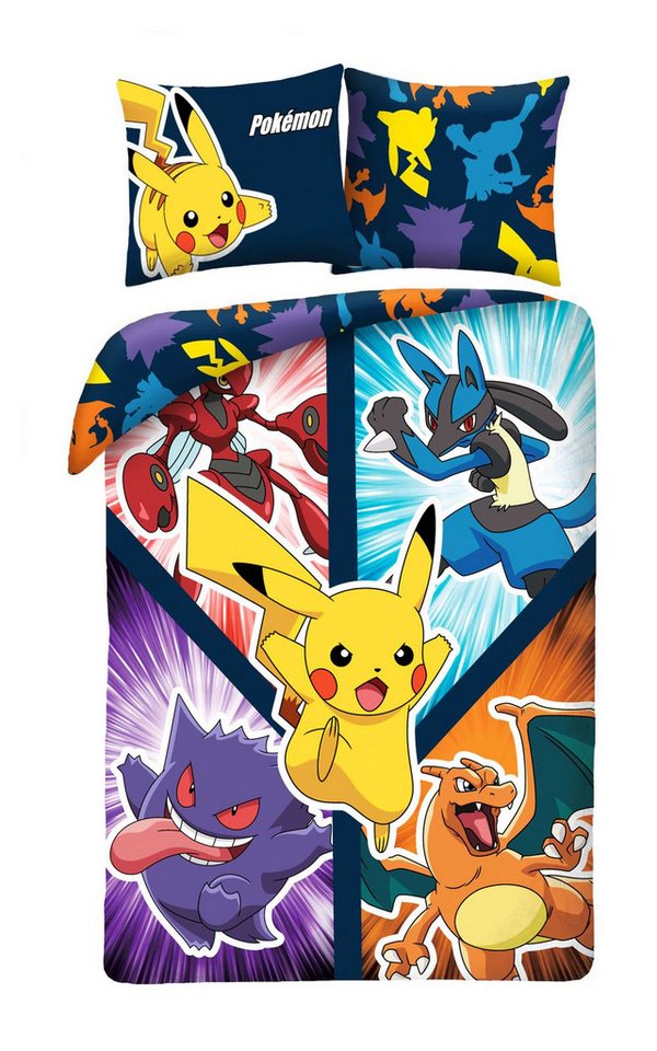 Halantex Bettwäsche Pokemon Pikachu - Battle Feature - Wende-Bettwäsche-Set, 135x200 80x80, Baumwolle, 100% Baumwolle von Halantex