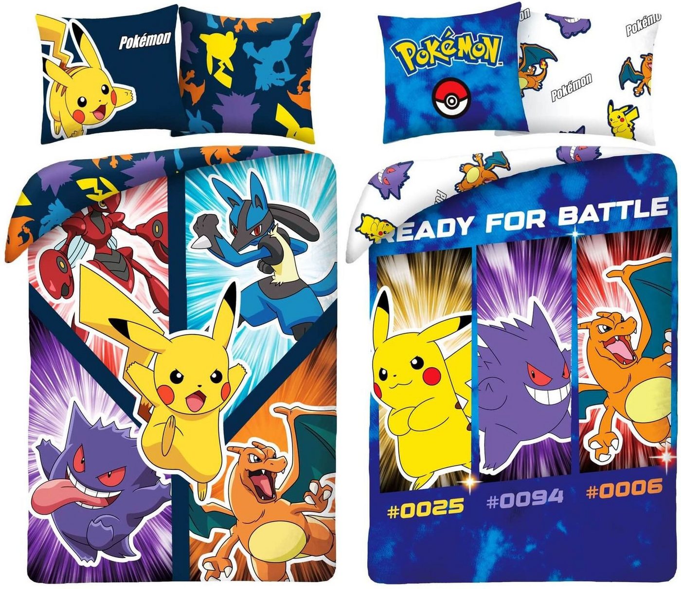 Halantex Bettwäsche Pokemon Pikachu Gengar Glurak - 2 x Bettwäsche-Set, 135x200 & 80x80, Baumwolle, 100% Baumwolle Halantex Bettwäsche Pokemon Pikachu Gengar Glurak - 2 x Bettwäsche-Set, 135x200 & 80x80, Baumwolle, 100% Baumwolle von Halantex