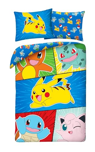 Halantex Bettwäsche-Set Pokemon, Pikachu und Freunde, 2-teilig 140 x 200 cm + 1 Kissenbezug 70 x 90 cm. 100% Baumwolle, Oeko-TEX., Einzelbett Halantex Bettwäsche-Set Pokemon, Pikachu und Freunde, 2-teilig 140 x 200 cm + 1 Kissenbezug 70 x 90 cm. 100% Baumwolle, Oeko-TEX., Einzelbett von Halantex