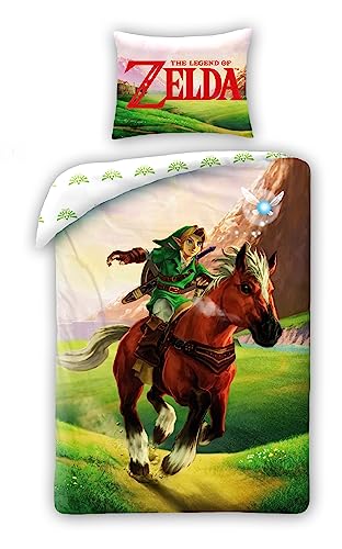 Halantex Bettwäsche-Set The Legend of Zelda, wendbarer Bettbezug 140 x 200 cm und Kissenbezug 70 x 90 cm, mehrfarbig, 100 % Baumwolle von Halantex