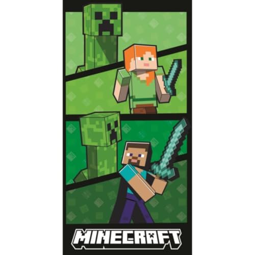 Halantex MINECRAFT - Steve Alex Creeper - Strandtuch Badetuch Beach Towel - 100% Baumwolle - Abmessungen 70 x 140 cm - MNC-698T von Halantex