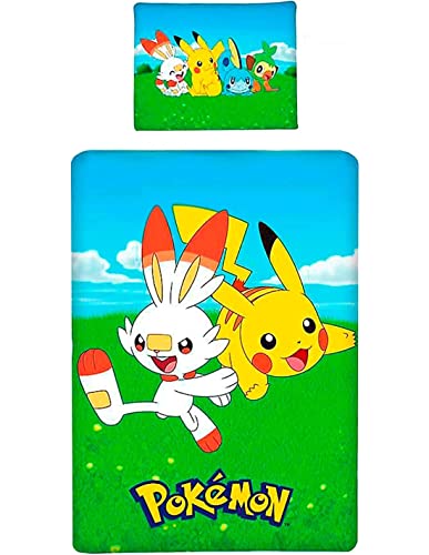 Halantex Pokemon Bett Set Baumwolle Bettbezug 140x200cm Und Kissenbezug 70x90cm Original von Halantex