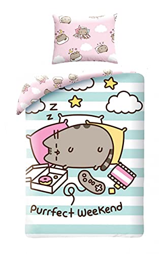 Halantex Pusheen Bett Set Baumwolle Bettbezug 140x200cm Und Kissenbezug 2 Stück , 70x90cm Original… von Halantex