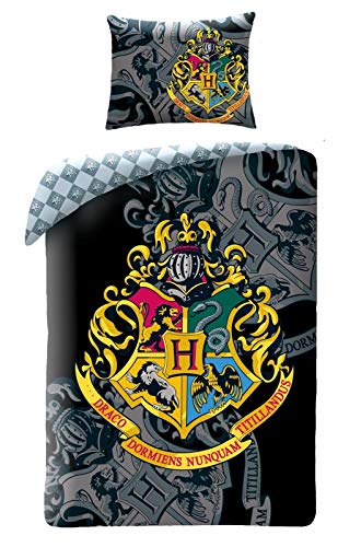 Harry Potter Kinder-Bettwäsche Bettbezug 140x200 Kissenbezug 70x90 Baumwolle Hogwarts von Halantex