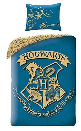 Halantex Harry Potter Kinder-Bettwäsche-Set, Baumwolle, Blau, 140 x 200 cm von Harry Potter