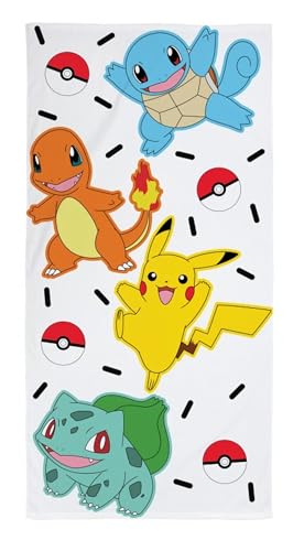 Pokemon Pikachu Schiggy, Fandom Glumanda. - Strandtuch Badetuch Handtuch - 100% Baumwolle - Maße 70 x 140 cm - POK-1049 von Halantex