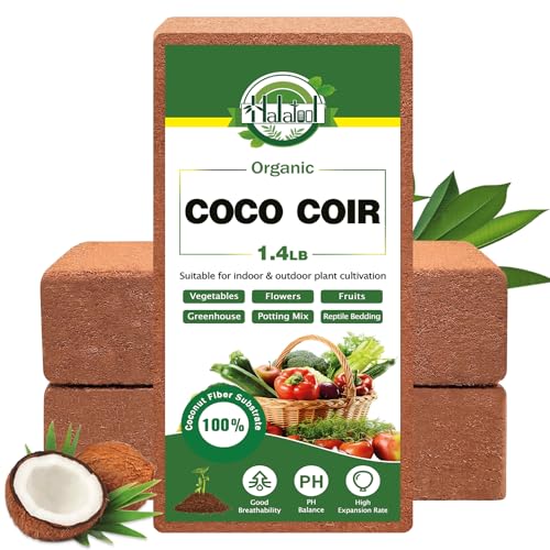 Halatool 27L kokoserde für Pflanzen，Erde aus Kokosfasern，mit niedrigem EC-Wert & ausgeglichenem pH - Premium Kokosfasern-Substrat für Blumen, Reptilien, Garten （3×650g） von Halatool