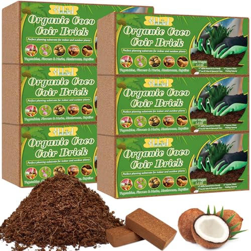 Halatool Bio Kokoserde-Ziegel – Komprimierter Kokosfasernährstoff-Block für den Garten (6 x 650g) von Halatool