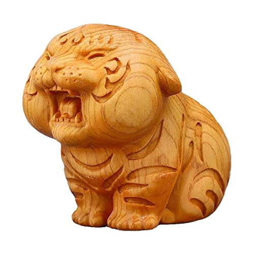 Halatua Tigerfigur aus Holz - Niedliche Tiger-Tee-Haustier-Statuen-Verzierung | Chinesisches Sternzeichen Tiger Craft Ornament für Home Tischdekoration von Halatua