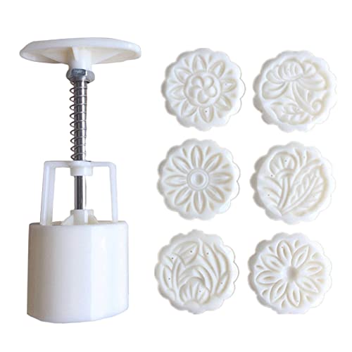 Mond-Kuchenform-Set | Mid Autumn Festival Handpresse Keksstempel - 7-teiliges Konditoreiwerkzeug Moon Cake Maker, Küchenhelfer, Backwerkzeug-Set mit runden Blumenmodus-Mustern Halatua von Halatua