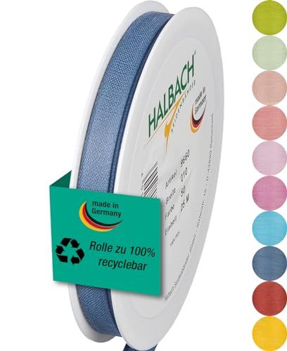 Halbach Seidenbänder Geschenkband | Breite 10mm Länge 25m | Schleifenband made in Germany | Geschenkbänder in Vielzahl von Farben und Breiten, perfekt zum Verpacken und Dekorieren, Farbe: jeansblau von Halbach Seidenbänder