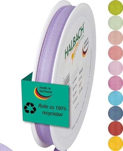 Halbach Seidenbänder Geschenkband | Breite 10mm Länge 25m | Schleifenband made in Germany | Geschenkbänder in Vielzahl von Farben und Breiten, perfekt zum Verpacken und Dekorieren, Farbe: lavendel von Halbach Seidenbänder