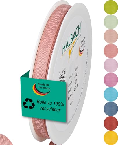 Halbach Seidenbänder Geschenkband | Breite 10mm Länge 25m | Schleifenband made in Germany | Geschenkbänder in Vielzahl von Farben und Breiten, perfekt zum Verpacken und Dekorieren, Farbe: rosa von Halbach Seidenbänder