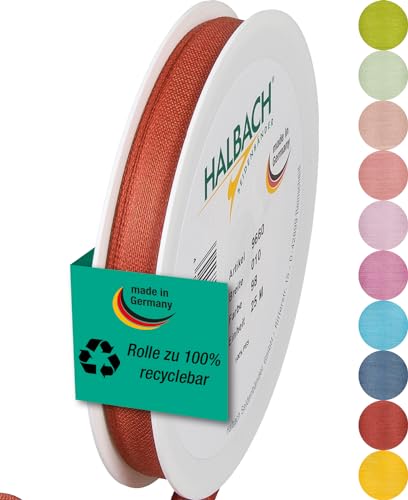 Halbach Seidenbänder Geschenkband | Breite 10mm Länge 25m | Schleifenband made in Germany | Geschenkbänder in Vielzahl von Farben und Breiten, perfekt zum Verpacken und Dekorieren, Farbe: rosenholz von Halbach Seidenbänder