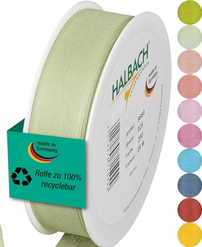 Halbach Seidenbänder Geschenkband | Breite 25mm Länge 25m | Schleifenband made in Germany | Geschenkbänder in Vielzahl von Farben und Breiten, perfekt zum Verpacken und Dekorieren, Farbe: blassgrün Halbach Seidenbänder Geschenkband | Breite 25mm Länge 25m | Schleifenband made in Germany | Geschenkbänder in Vielzahl von Farben und Breiten, perfekt zum Verpacken und Dekorieren, Farbe: blassgrün von Halbach
