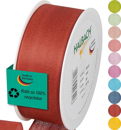 Halbach Seidenbänder Geschenkband | Breite 40mm Länge 25m | Schleifenband made in Germany | Geschenkbänder in Vielzahl von Farben und Breiten, perfekt zum Verpacken und Dekorieren, Farbe: rosenholz von Halbach Seidenbänder