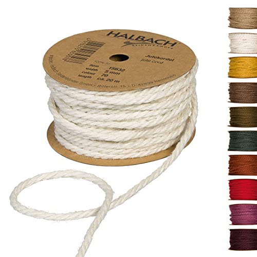 Halbach Seidenbänder Juteschnur, Jute, Creme, 5mm | 20m von Halbach Seidenbänder