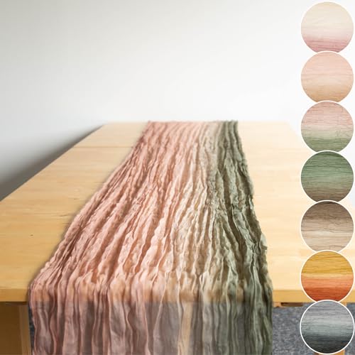Halbach Seidenbänder Multicolor Tischläufer | Breite: 70 cm Länge: 300 cm | Tischtuch mit Farbverlauf, schmale Tischdecke in Baumwoll-Optik für Hochzeiten, Farbe: dunkelrosa/Hellrosa/salbeigrün Halbach Seidenbänder Multicolor Tischläufer | Breite: 70 cm Länge: 300 cm | Tischtuch mit Farbverlauf, schmale Tischdecke in Baumwoll-Optik für Hochzeiten, Farbe: dunkelrosa/Hellrosa/salbeigrün von Halbach Seidenbänder
