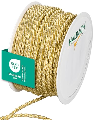 Halbach Seidenbänder Premium Kordel zweifarbig | Breite 4mm Länge 25m | made in Germany & Öko-Tex zertifiziert | glitzernde Satinkordel aus Acetat | Farbe: honiggelb/gold Halbach Seidenbänder Premium Kordel zweifarbig | Breite 4mm Länge 25m | made in Germany & Öko-Tex zertifiziert | glitzernde Satinkordel aus Acetat | Farbe: honiggelb/gold von Halbach Seidenbänder