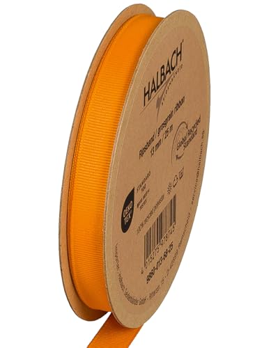 Halbach Seidenbänder Premium Ripsband | Breite: 13 mm Länge: 25 m | Nachhaltiges Geschenkband aus recyceltem Polyester | Ideal als Schleifenband | Farbe: orange Halbach Seidenbänder Premium Ripsband | Breite: 13 mm Länge: 25 m | Nachhaltiges Geschenkband aus recyceltem Polyester | Ideal als Schleifenband | Farbe: orange von Halbach Seidenbänder
