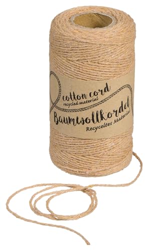 Halbach Seidenbänder recycelte Baumwollgarn | Breite 1 mm Länge 220 Meter | Nachhaltiges Baumwollgarn für Makramee oder DIY Handwerk | Farbe: graubeige von Halbach Seidenbänder
