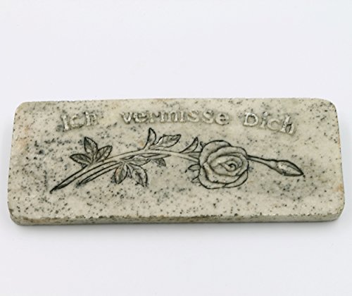 Halbach Platte zum Legen oder Hängen ~ Ich vermisse Dich/Rose ~ grau Marmor Optik ~ groß 15 x 6 x 1cm von Halbach