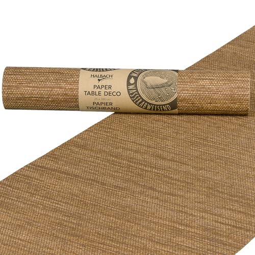 Halbach Seidenbänder Papier-Tischband | Breite 25cm Länge 1,80m | moderner Tischläufer abwaschbar, Tischdeko Outdoor wetterfest | Farbe: Rosenholz von Halbach Seidenbänder