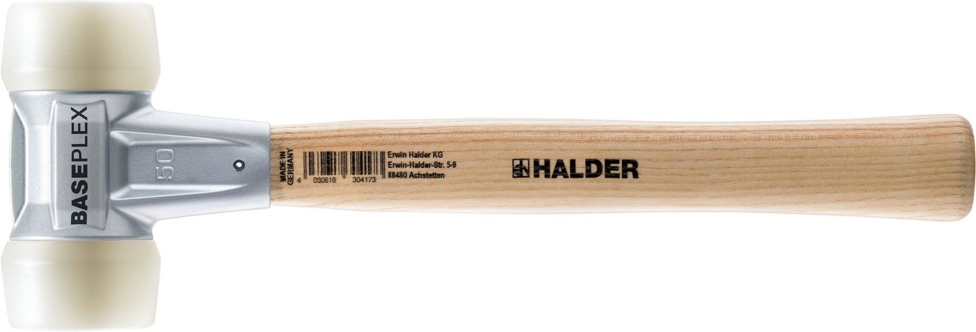 Halder KG Hammer BASEPLEX-Schonhämmer, mit Zinkdruckguss-Gehäuse und Holzstiel Ø=50 mm von Halder KG
