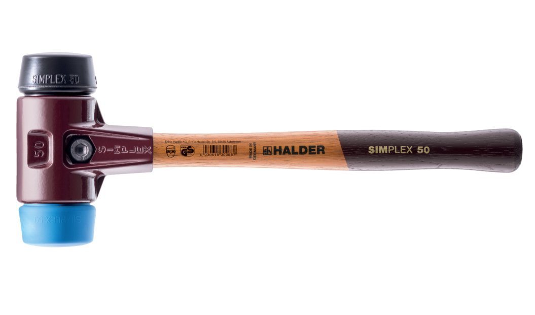 Halder KG Hammer Halder-SIMPLEX-Schonhammer mit TE Gehäuse und Holzstiel, Gummikomposition / TPE-soft von Halder KG
